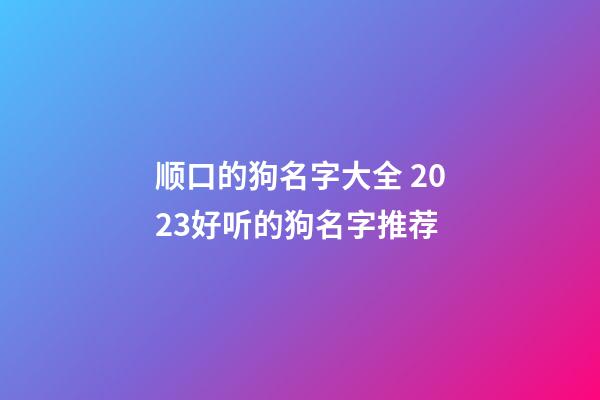 顺口的狗名字大全 2023好听的狗名字推荐